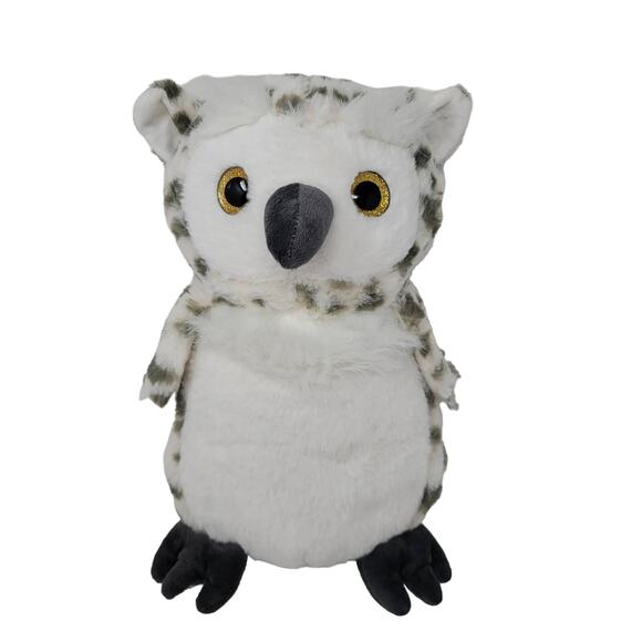 Snowy Owl Plush White Grey Spots Gold Glitter Eyes Books a Million Appx 13 inch - Picture 1 of 9